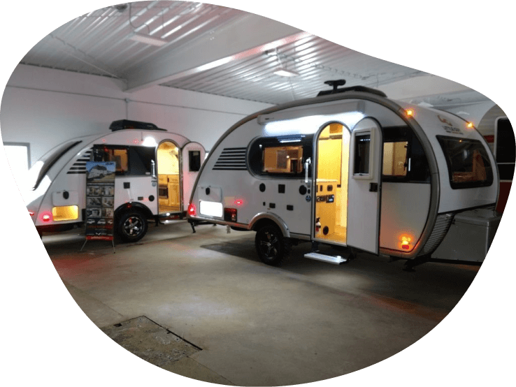 two campers being displayed!